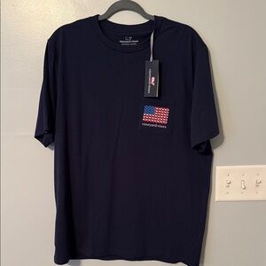 Vineyard Vines Men's Classic Navy Tee with Flag Pocket